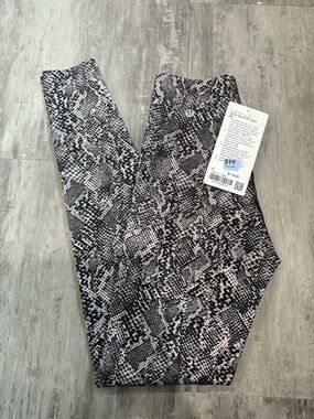 lululemon Glow Up SHR Tight Leggings - Black & Pale Pink Snake Print Size 4